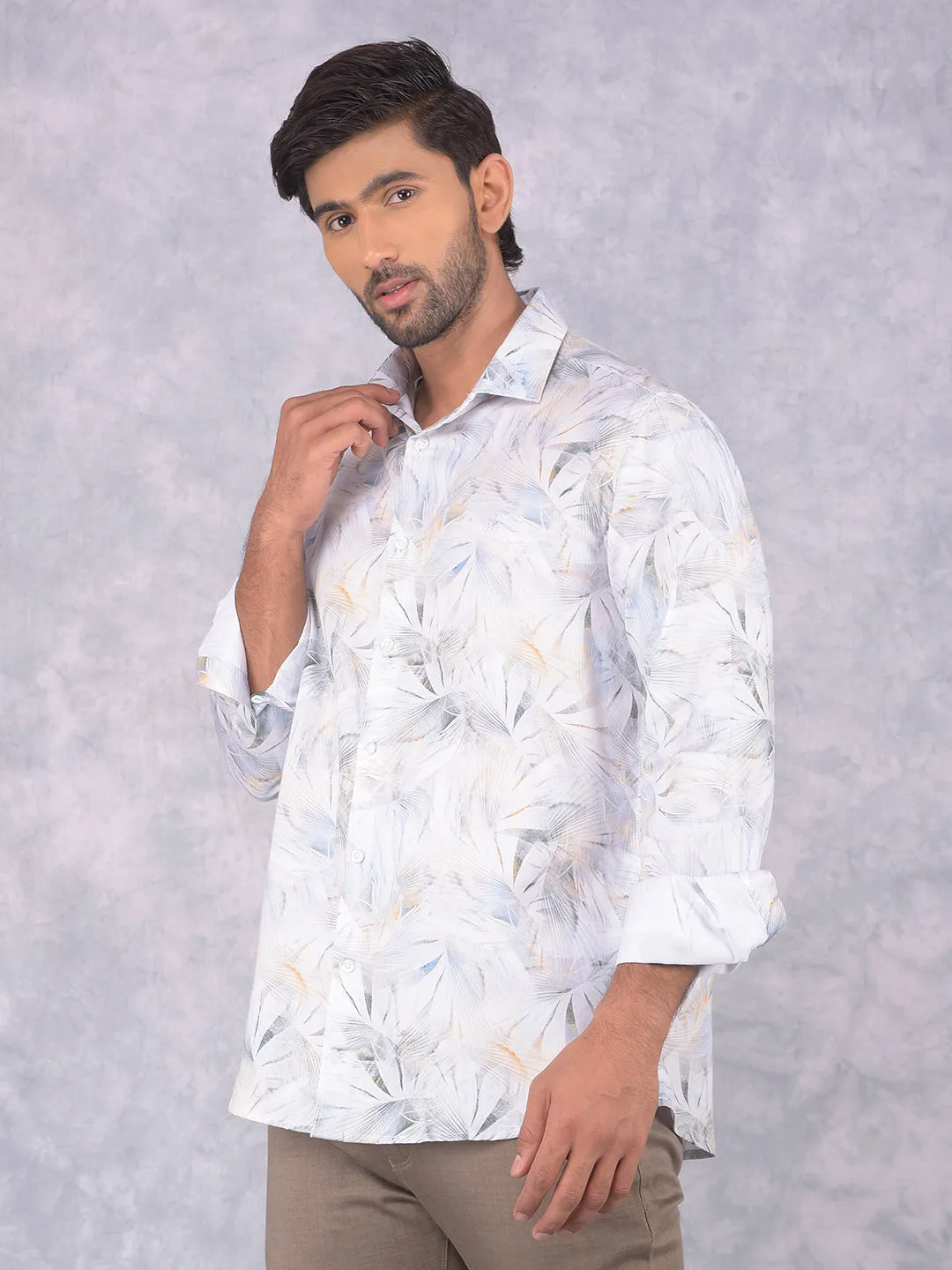 Peach Floral Print Shirt