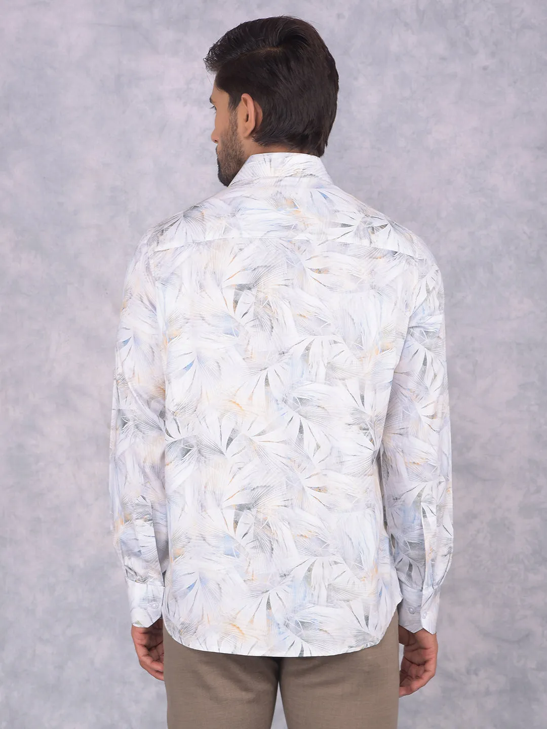 Peach Floral Print Shirt