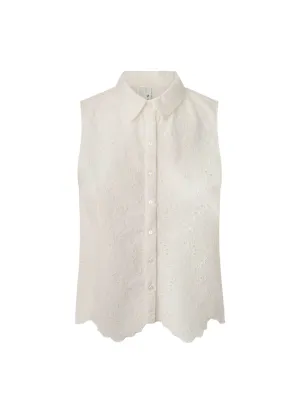 PepeJeans Camicia da donna smanicata traforata Eris PL304553 800 white