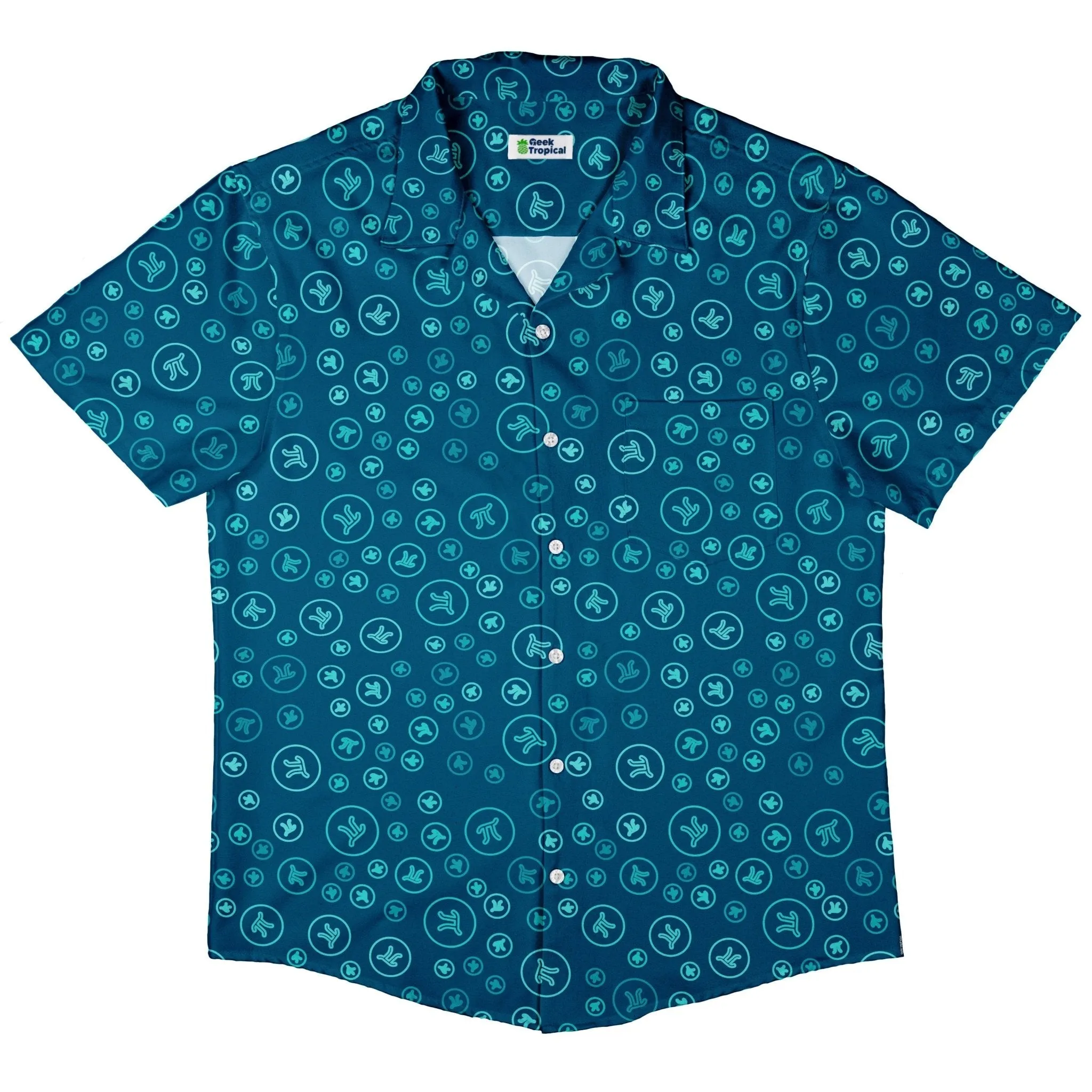 Pi 3.14 Math Blue Button Up Shirt