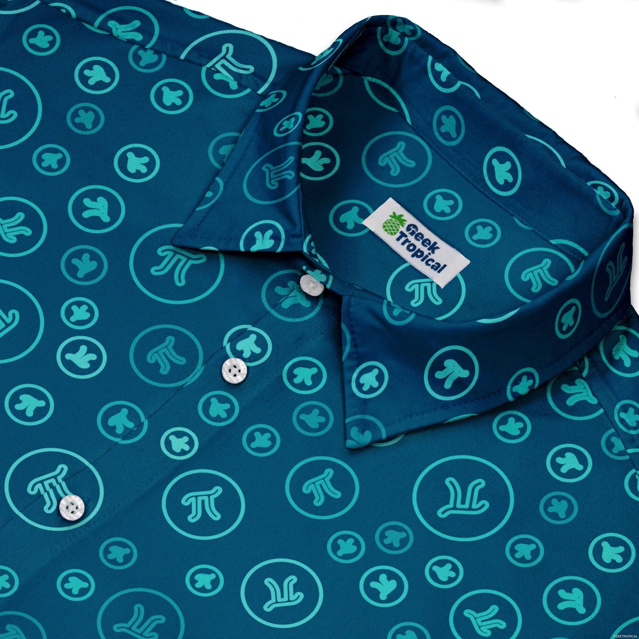 Pi 3.14 Math Blue Button Up Shirt