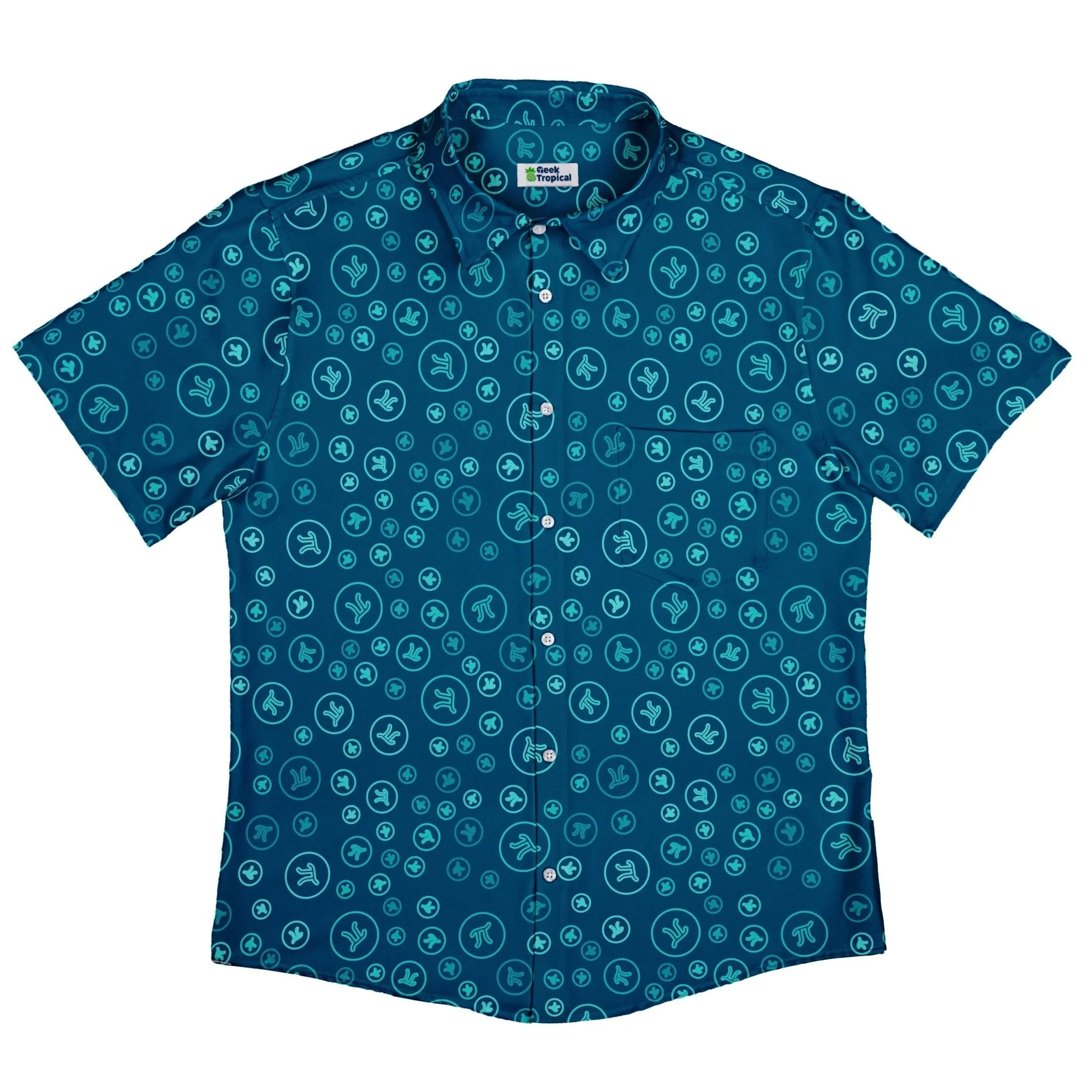 Pi 3.14 Math Blue Button Up Shirt