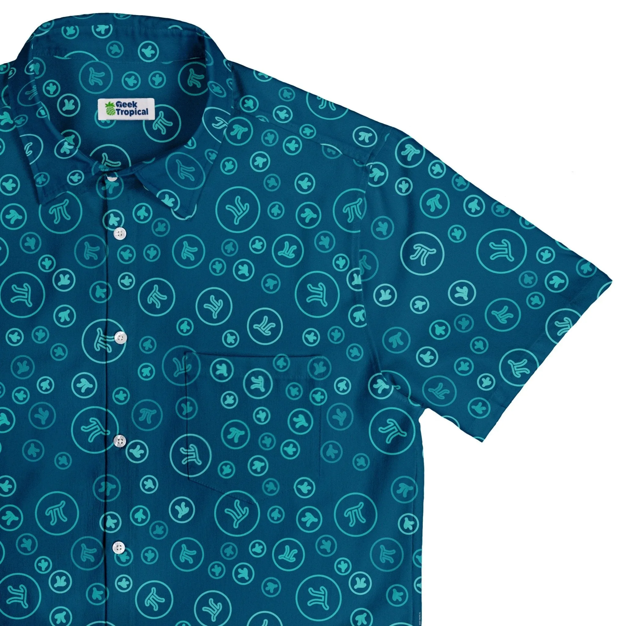 Pi 3.14 Math Blue Button Up Shirt