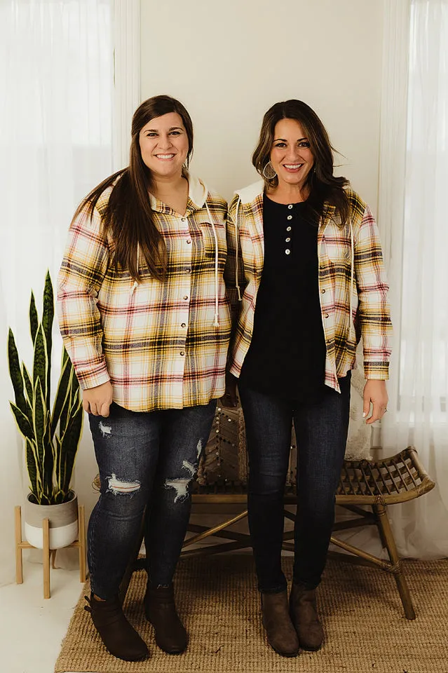 Plaid Drawstring Hood