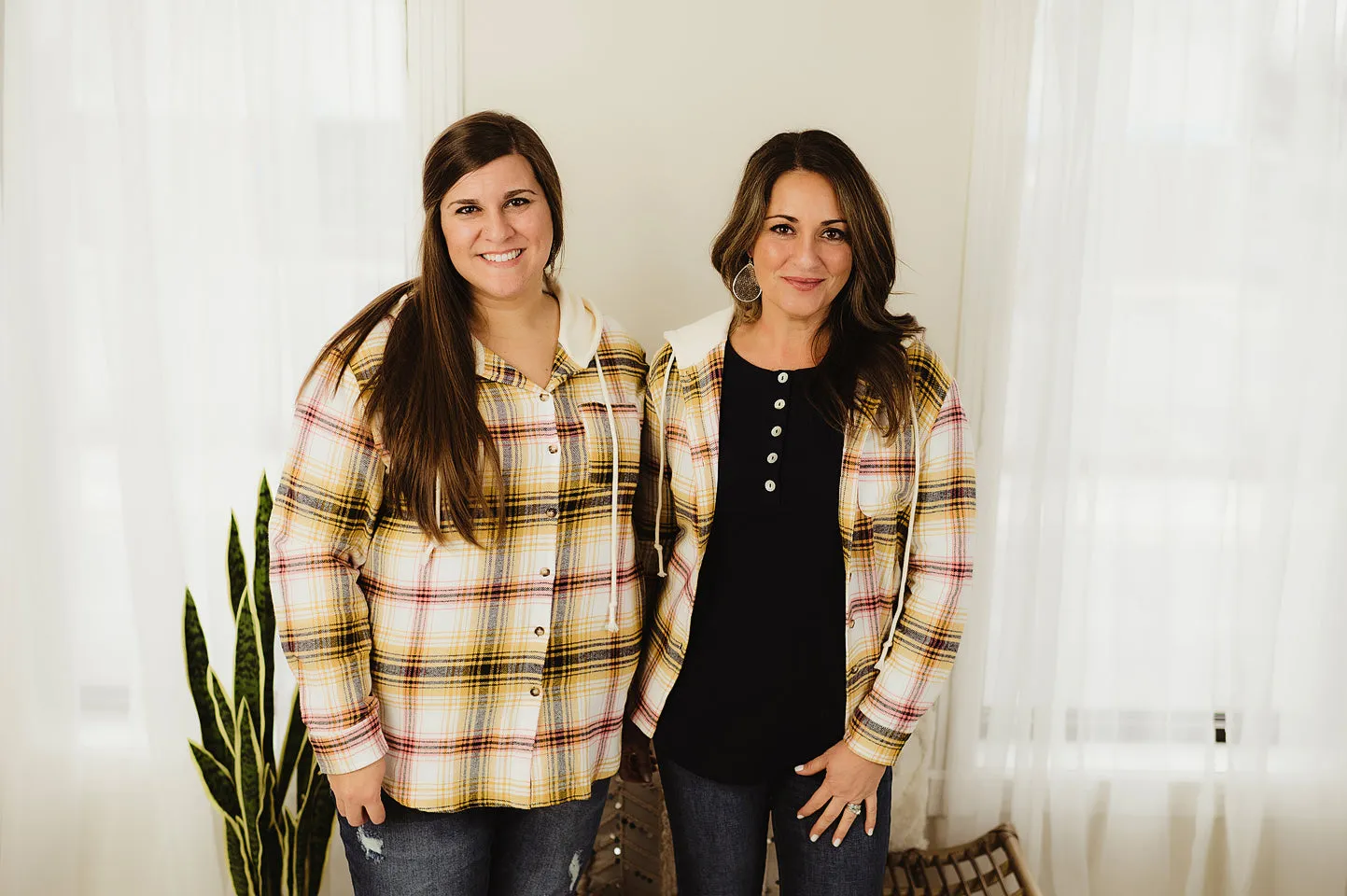 Plaid Drawstring Hood
