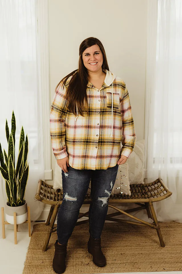 Plaid Drawstring Hood