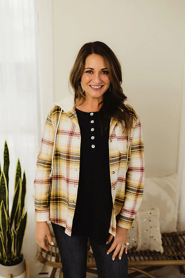 Plaid Drawstring Hood