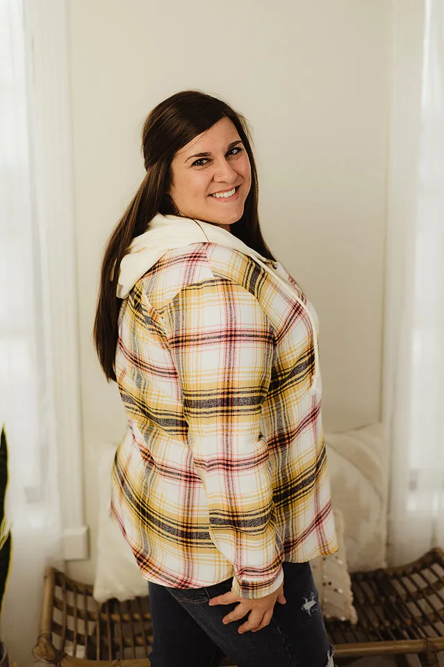 Plaid Drawstring Hood