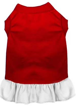 Plain Pet Dress Red With White Xl