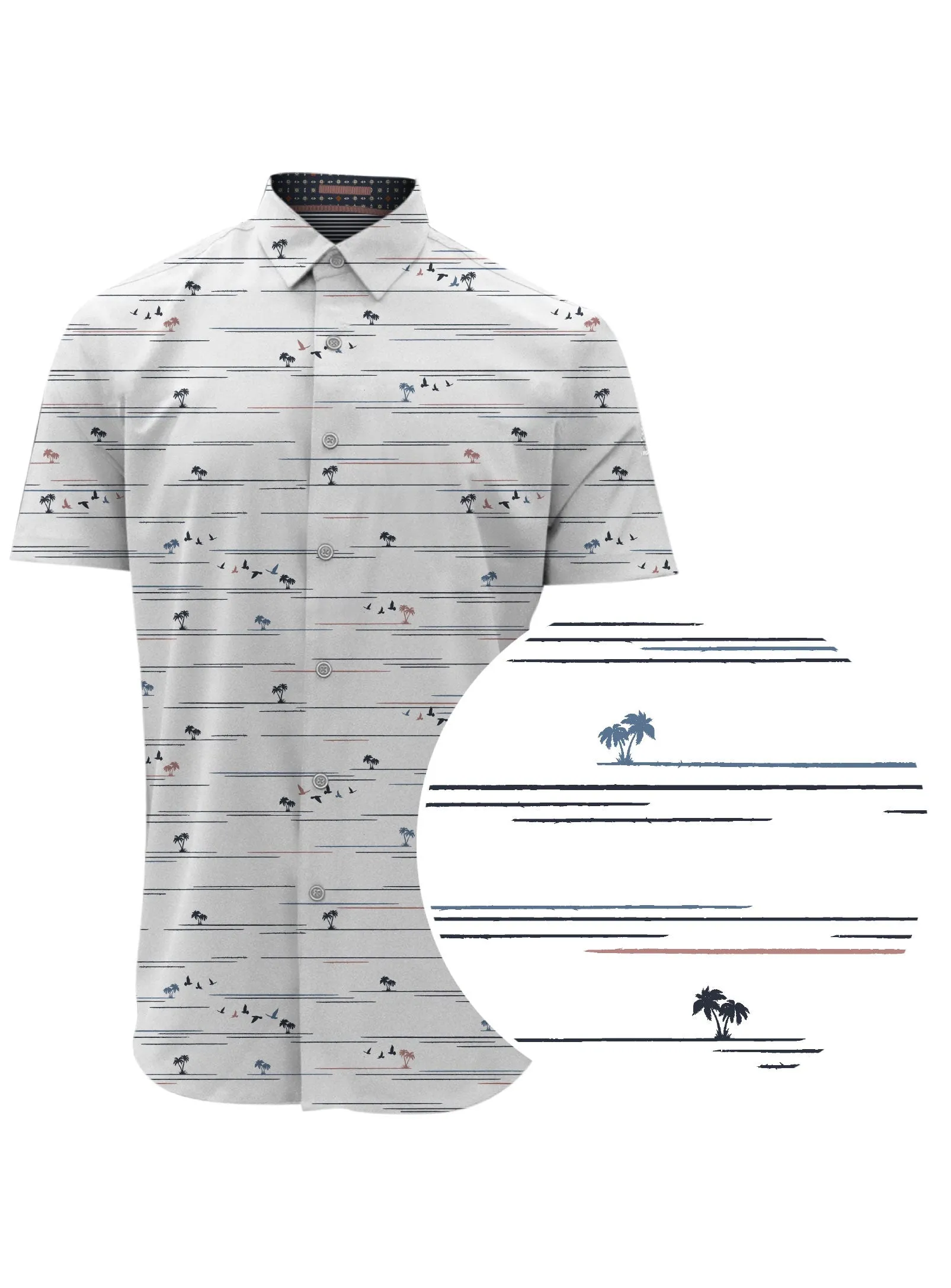 Point Zero Men's Summer Themed Striped Effect Print Shirt - Optic