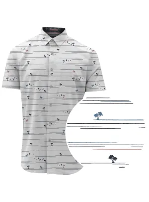 Point Zero Men's Summer Themed Striped Effect Print Shirt - Optic
