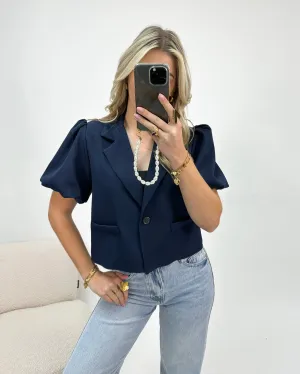 Puff Sleeve Blazer Navy