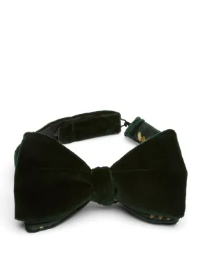 Racing Green Velvet with Green Gold Bees Contrast Large Party Bow Tie