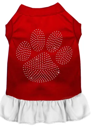 Rhinestone Clear Paw Dress Red With White Xxxl