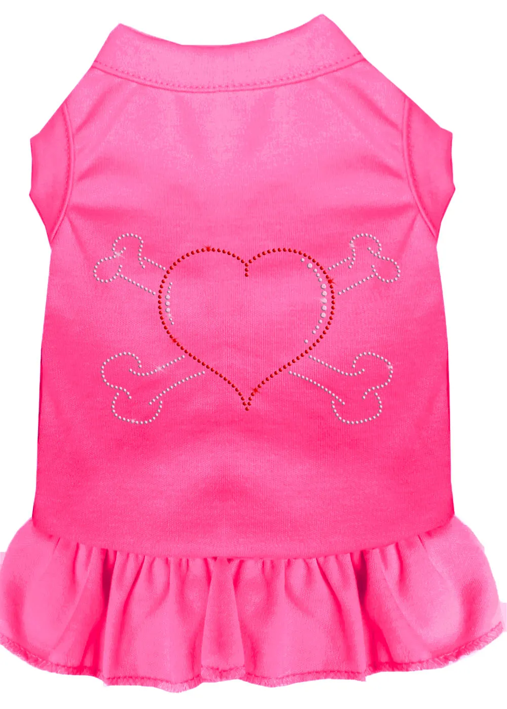 Rhinestone Heart And Crossbones Dress Bright Pink Sm