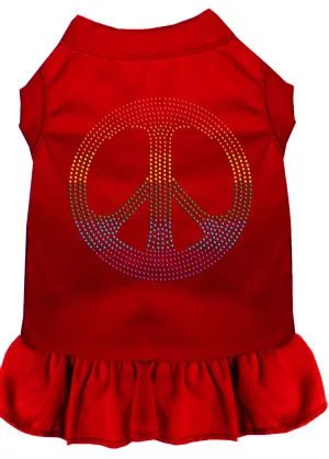 Rhinestone Rainbow Peace Dress Red 4x