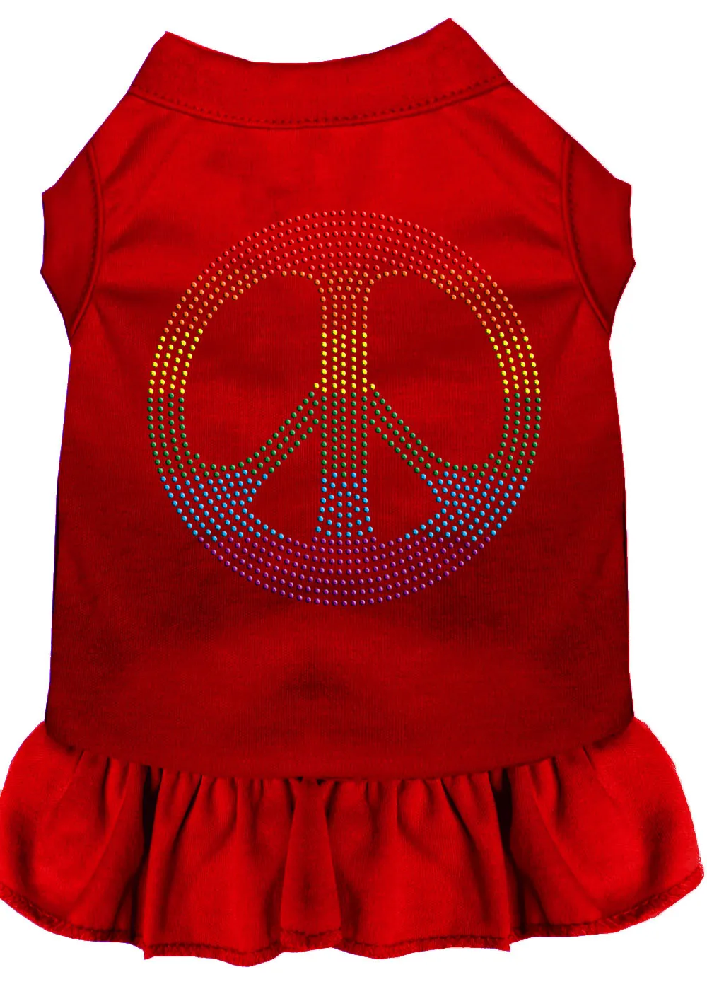 Rhinestone Rainbow Peace Dress Red 4x
