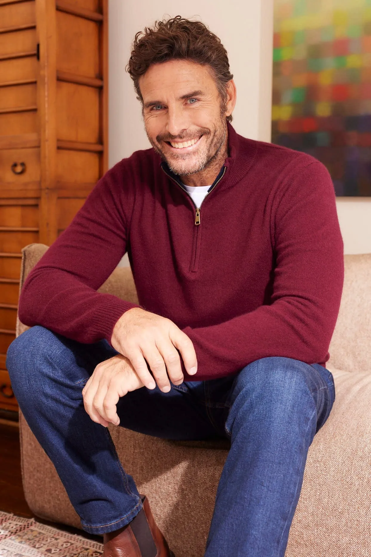 Ricky Cashmere Sweater in Burgundy