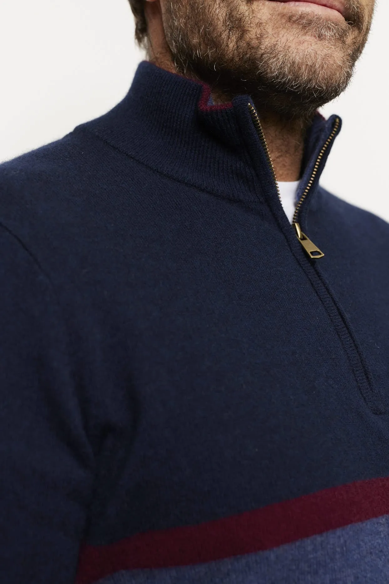 Ricky Stripe Cashmere Sweater in Navy
