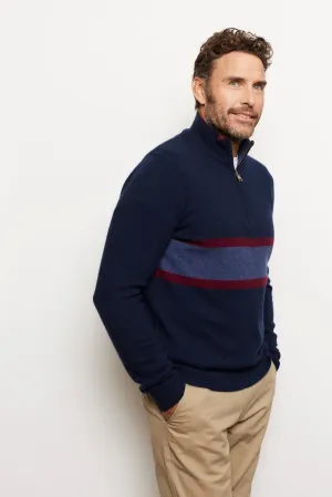 Ricky Stripe Cashmere Sweater in Navy