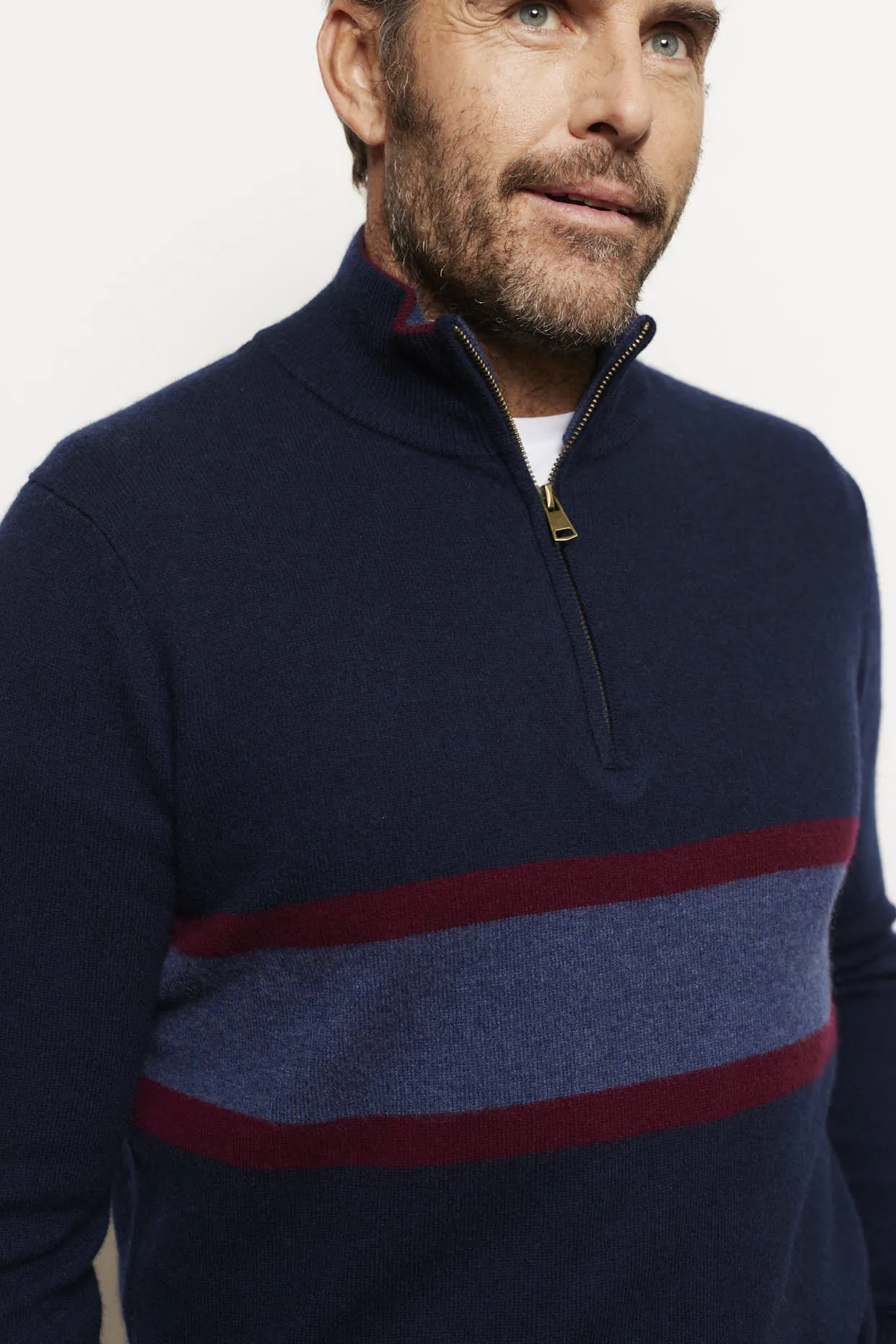 Ricky Stripe Cashmere Sweater in Navy