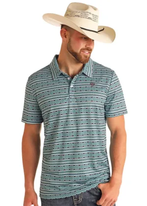 Rock&Roll Men’s Aztec Printed Polo Teal
