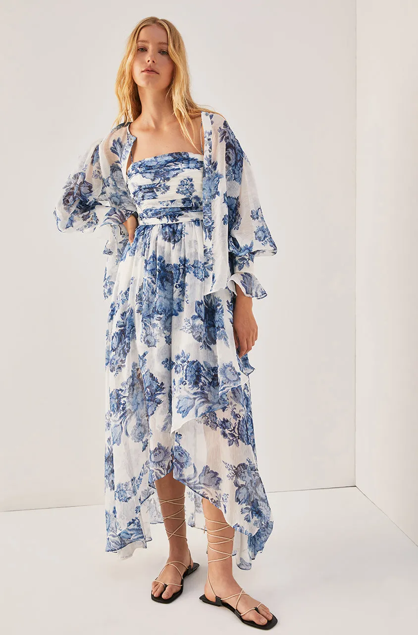 Rosarium Fleur Silk Linen Maxi Dress