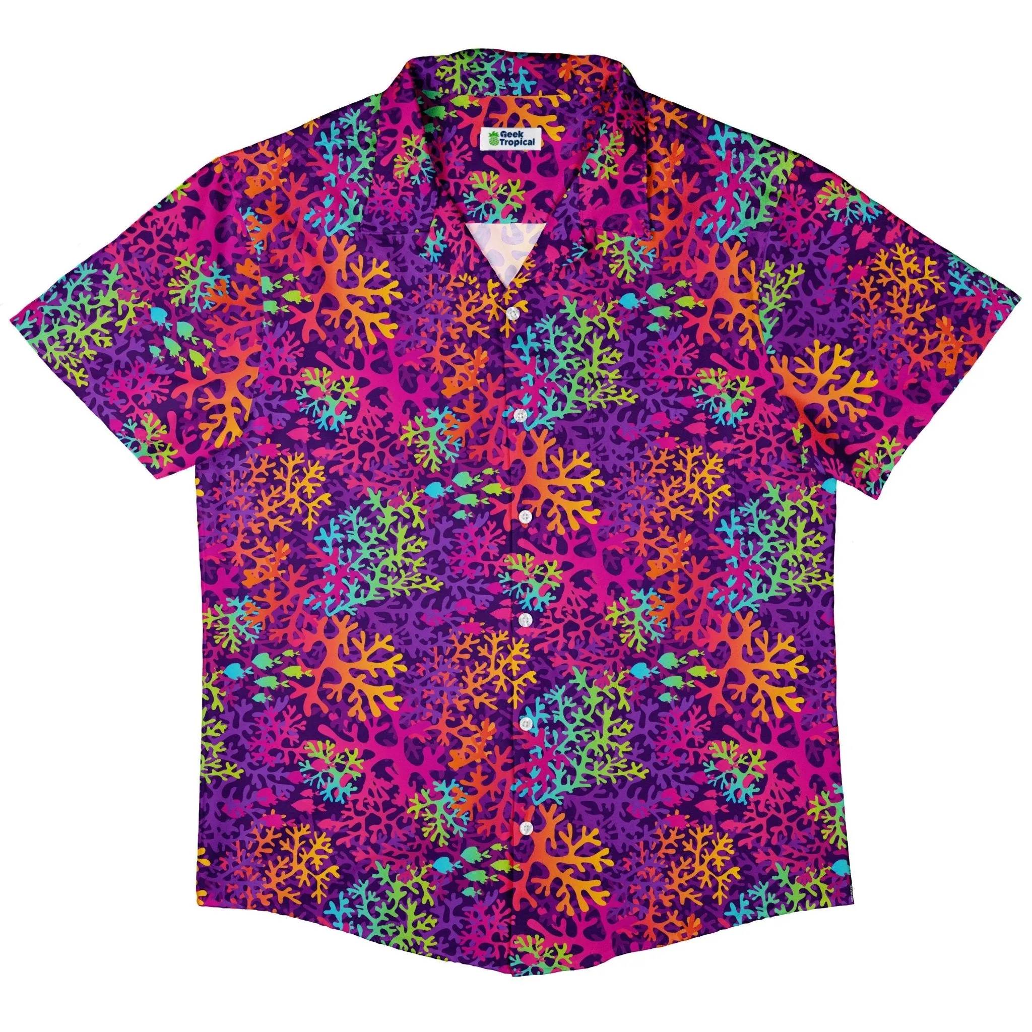 Science Marine Biology Rainbow Coral Button Up Shirt