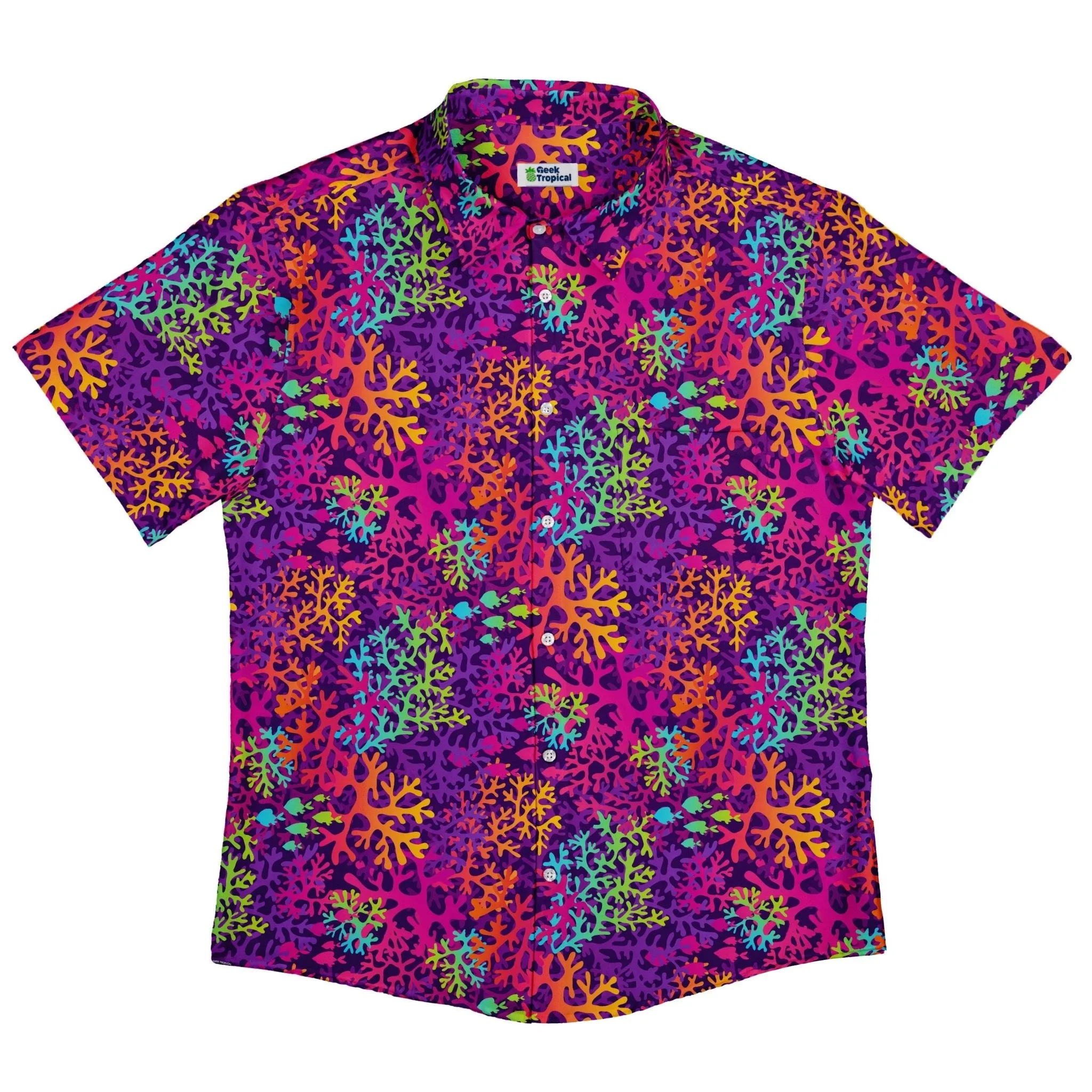 Science Marine Biology Rainbow Coral Button Up Shirt