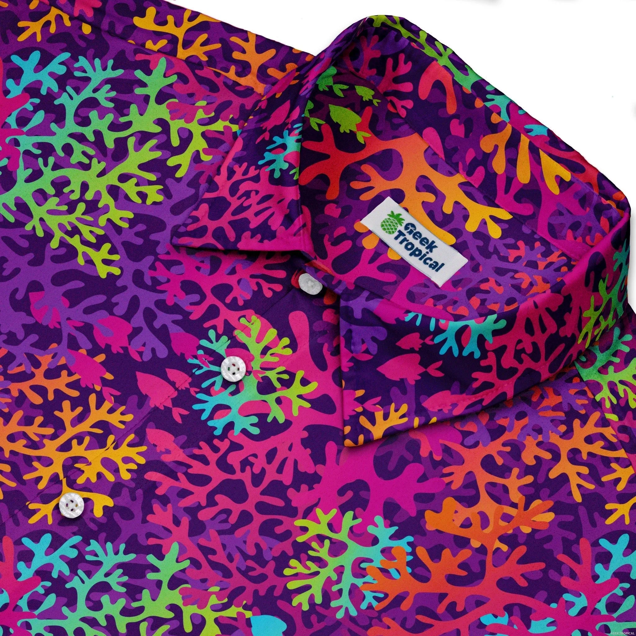 Science Marine Biology Rainbow Coral Button Up Shirt
