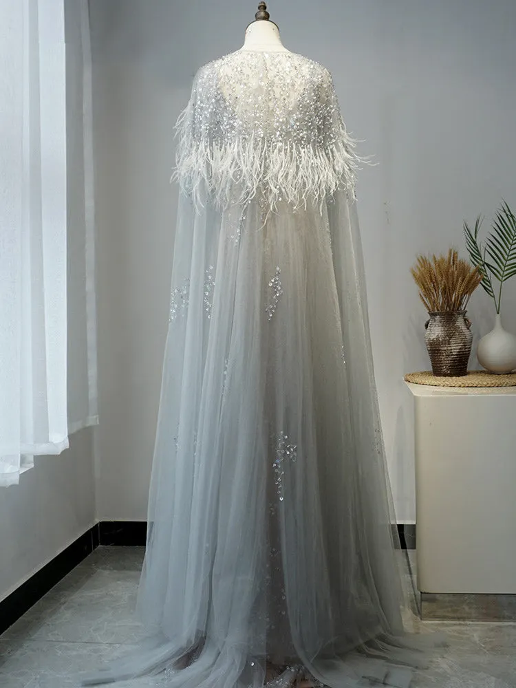 Selinadress Elegant Long Luxury Shawl Long Evening Dress Formal Gowns SC089