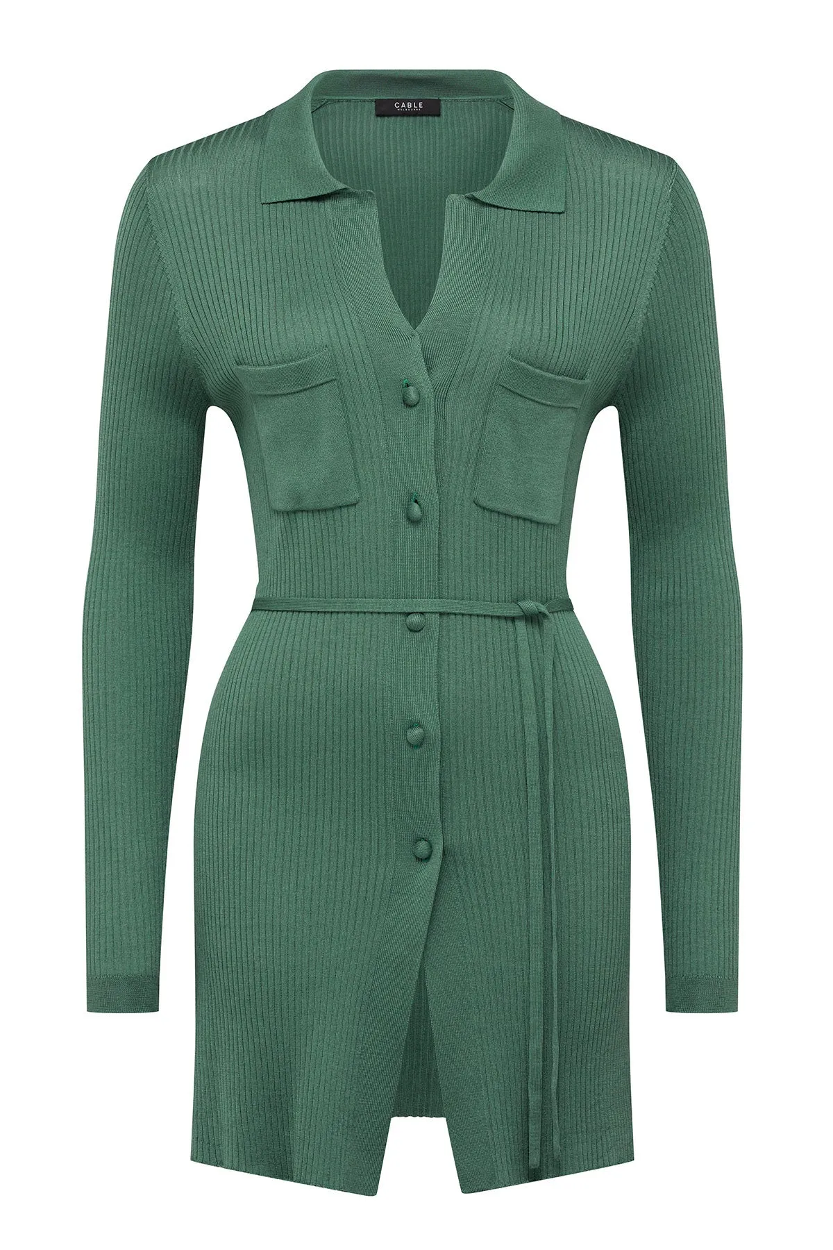 Silk Rib Cardigan - Eucalyptus