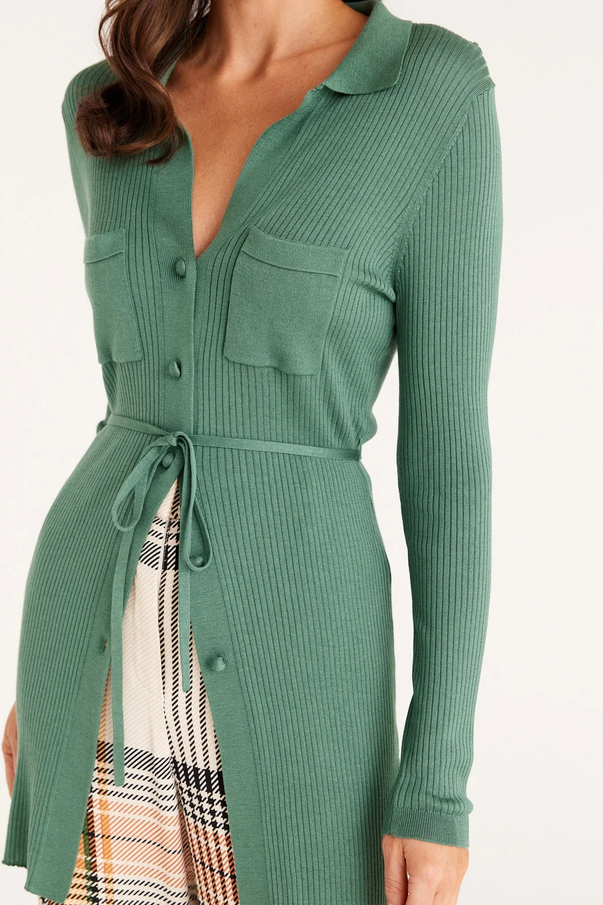 Silk Rib Cardigan - Eucalyptus