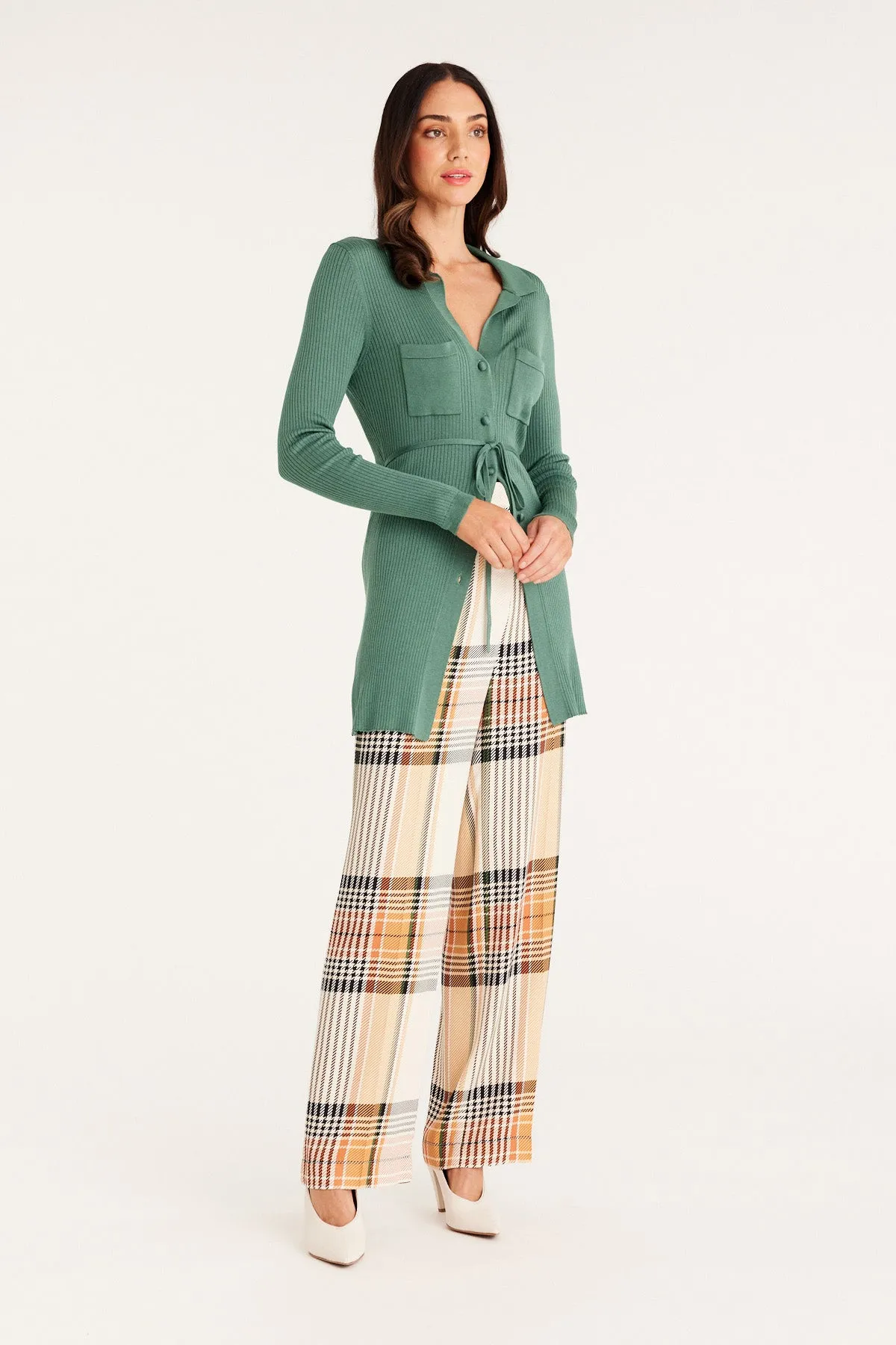 Silk Rib Cardigan - Eucalyptus