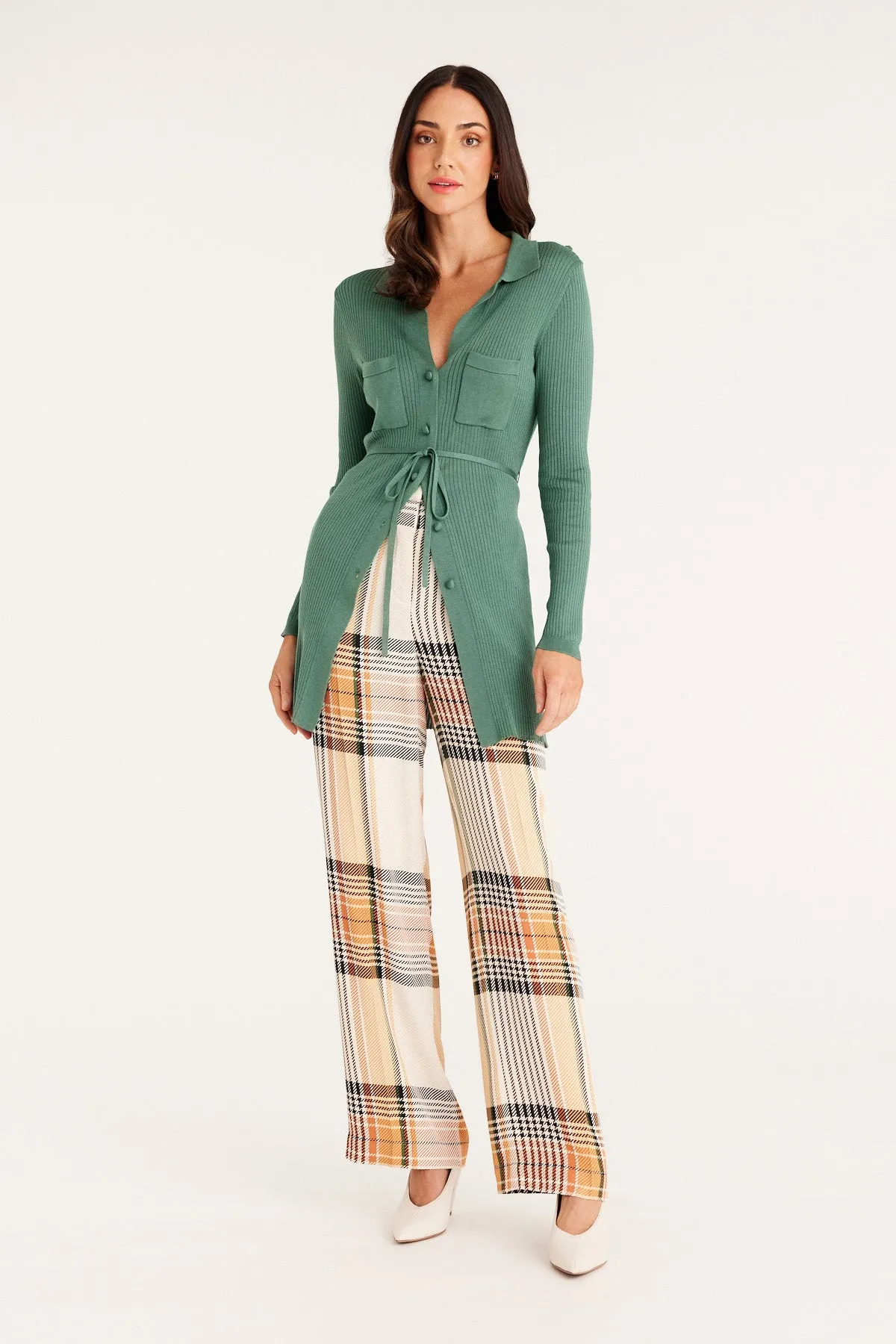 Silk Rib Cardigan - Eucalyptus