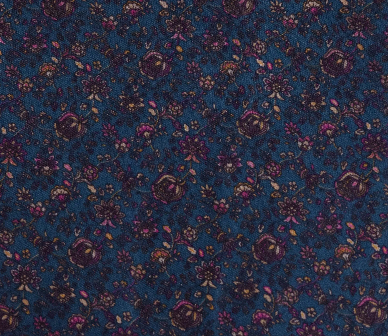 Small Floral Pattern Digital Printed Pure Pashmina Fabric Available in Blue, Maroon, Wine and Green
