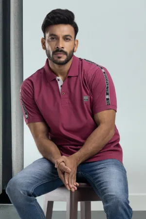 Solid Sangria Half Sleeves Cotton Polo T-Shirt