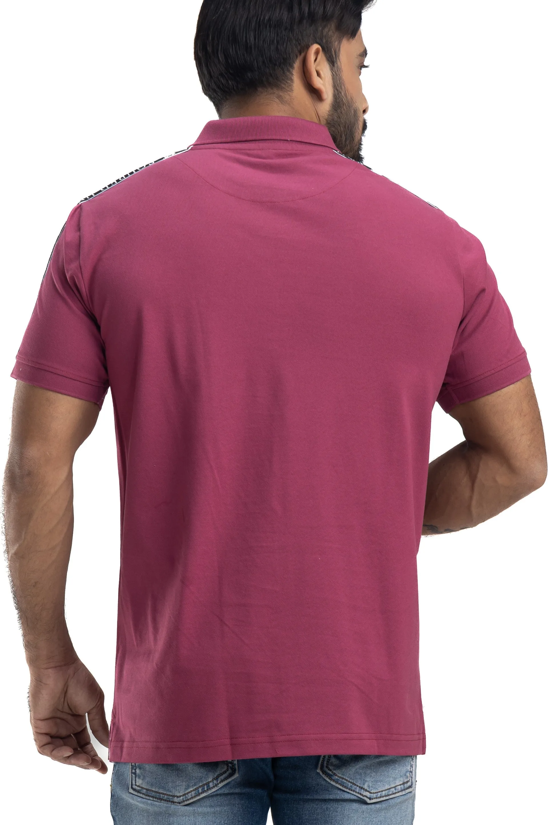 Solid Sangria Half Sleeves Cotton Polo T-Shirt