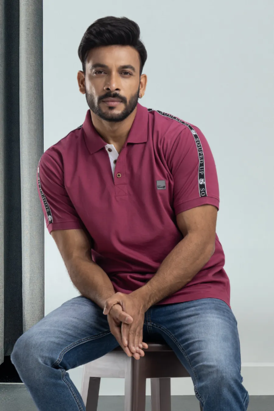 Solid Sangria Half Sleeves Cotton Polo T-Shirt