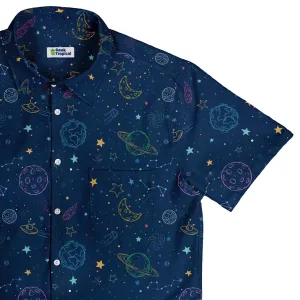 Space Doodles Blue Button Up Shirt