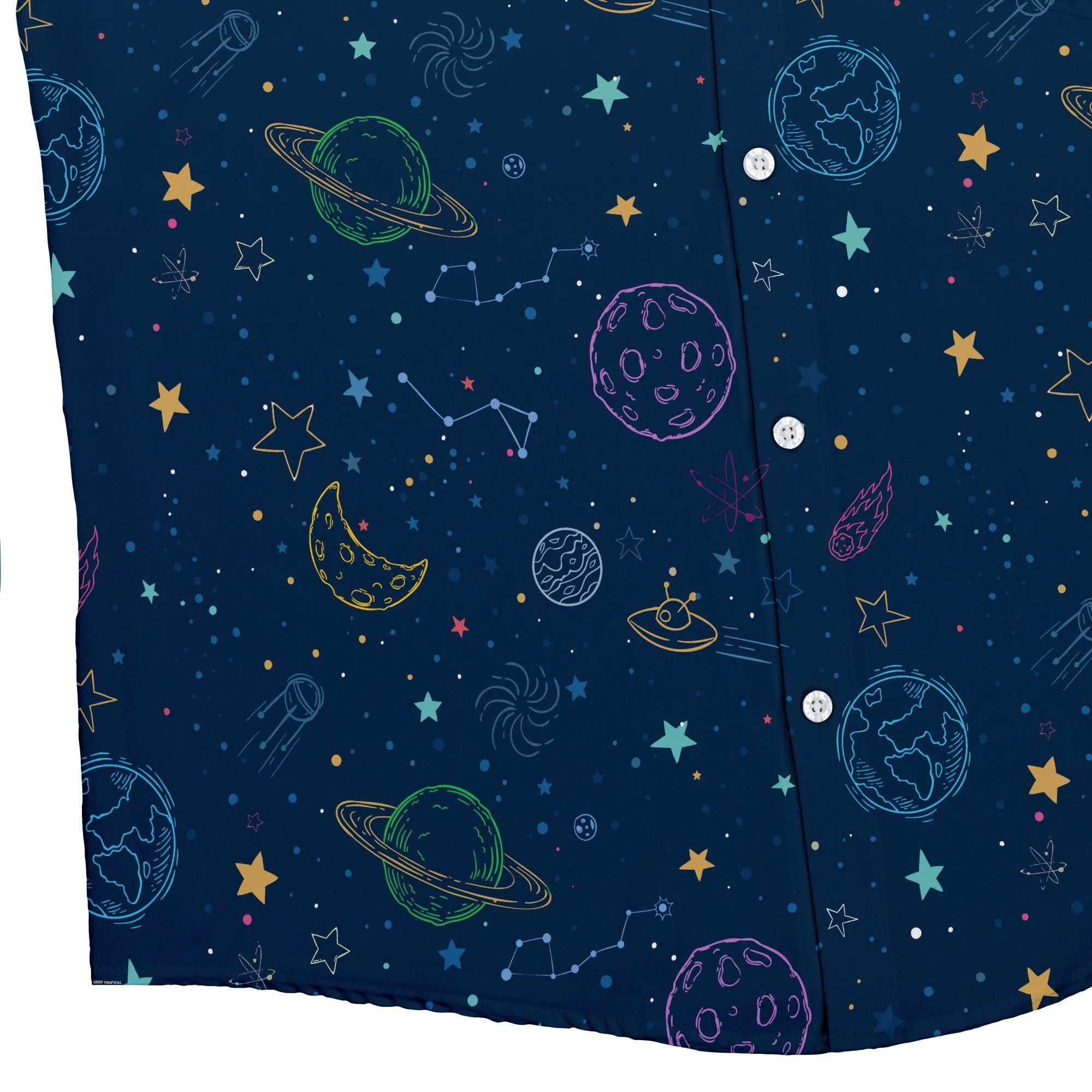 Space Doodles Blue Button Up Shirt