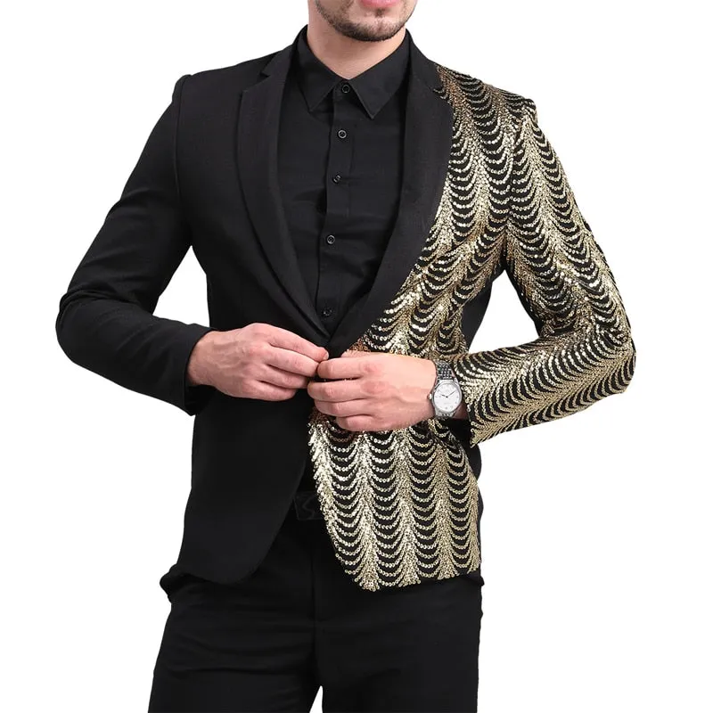 Spliced Color Shawl Lapel Blazer