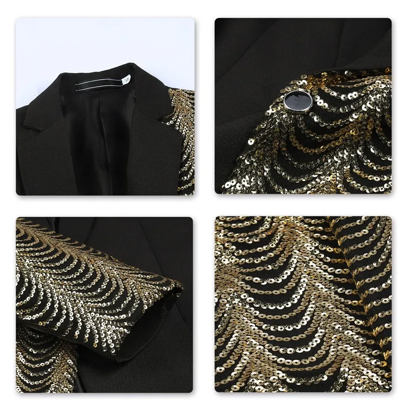 Spliced Color Shawl Lapel Blazer