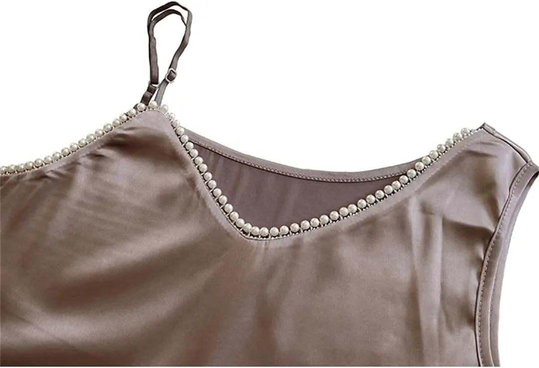 Spring and Summer Women's Camisole Shirt Irregular Satin Sleeveless Vest top