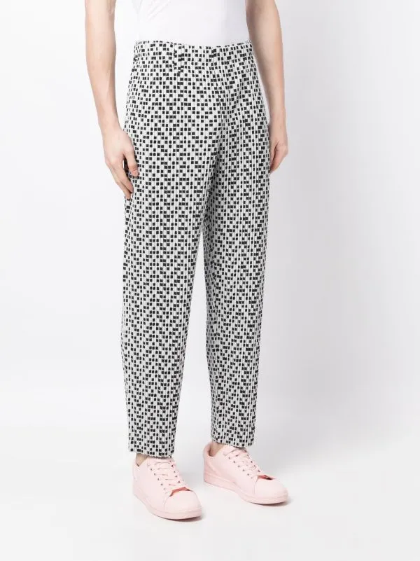 SS23 Straight Pants - Light Grey with Black Squares