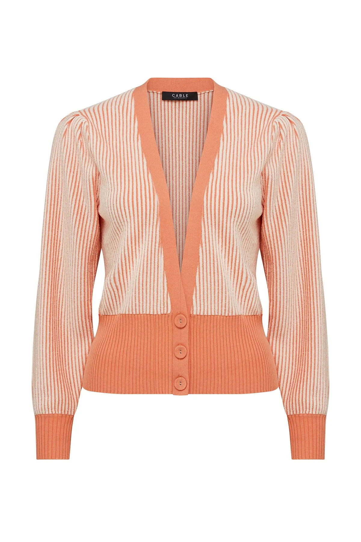Stripe Knit Cardigan - Apricot Marle