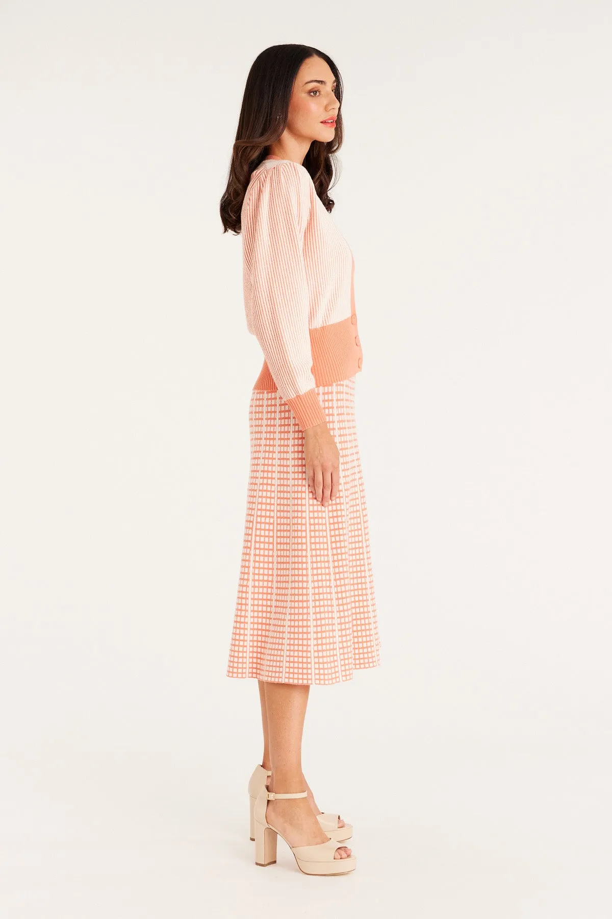 Stripe Knit Cardigan - Apricot Marle
