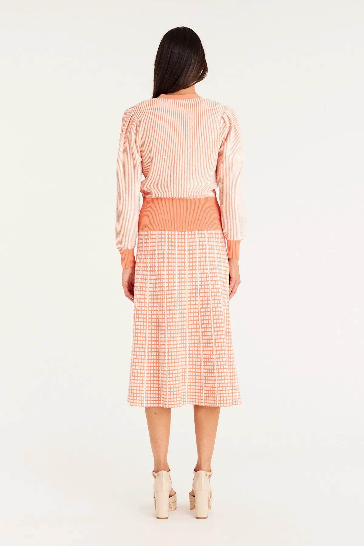 Stripe Knit Cardigan - Apricot Marle