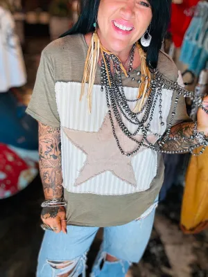 Tattered Tee - Olive Star