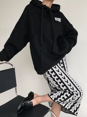 Thick and Warm Hoodie with Letter Logo - Black